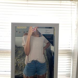 3 for $11🌟cream shoulder dip shirt